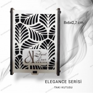 Elegance Serisi 3 Lü Kolye & Küpe & Yüzük veya Miniset Kutusu Yaprak Desenli  Logolu  8 * 6 * 2,7 cm 100 Adet